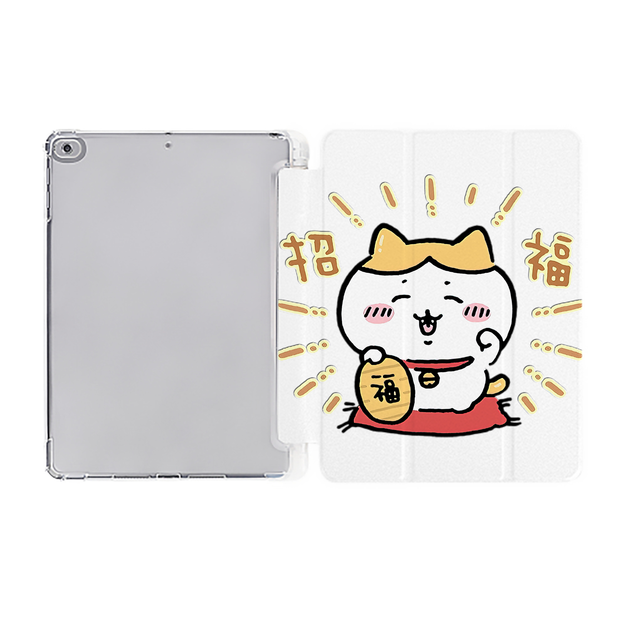 （画像用） ちいかわ ハチワレ Chii-kawa hachiware IPad ケース ペン収納付き 三つ折りスタンド PUレザー×シリコン 対応機種9.5/10.5/10.9インチ
